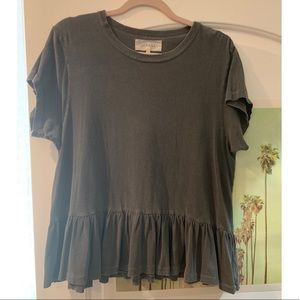 THE GREAT. Off black peplum t-shirt